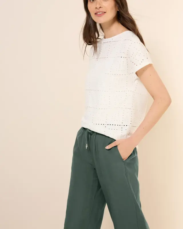 Cecil Wide Leg Hose aus Leinenmix - Balmy Khaki