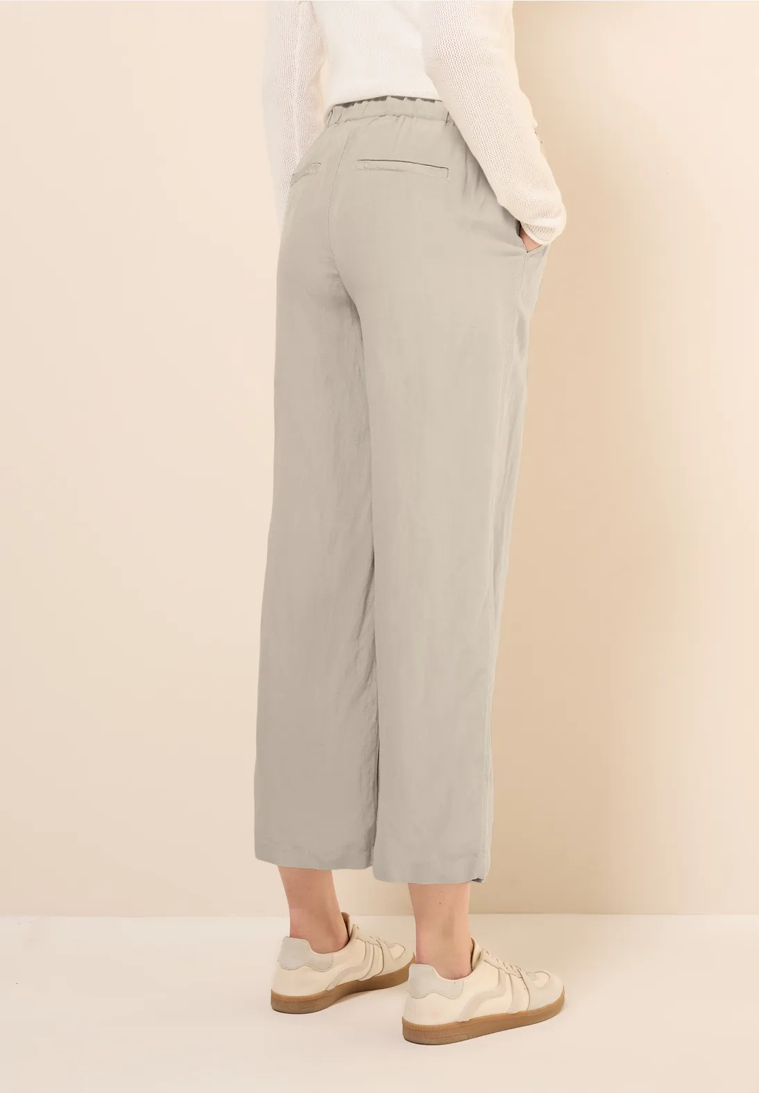 Cecil Wide Leg Hose aus Leinenmix - Pumic Beige