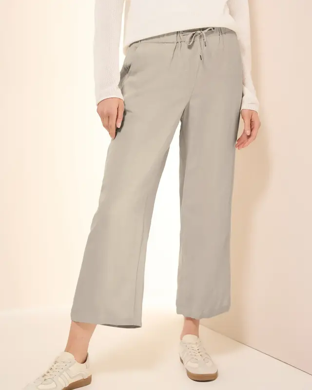 Cecil Wide Leg Pants, Linenmix - Pumic Beige