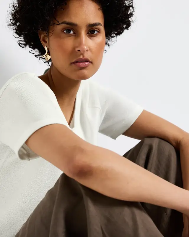 Street One Knit Look T-Shirt - Off White