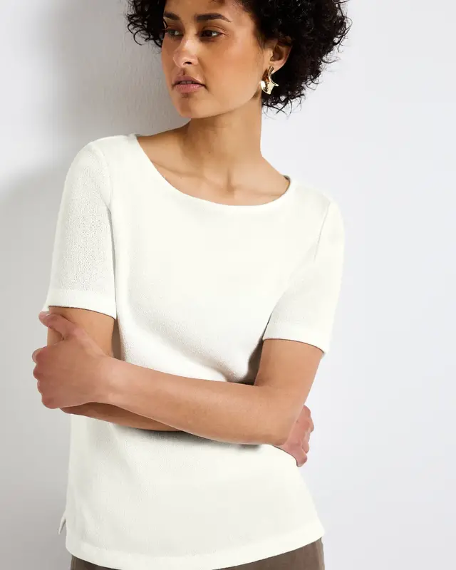 Street One Knit Look T-Shirt - Off White