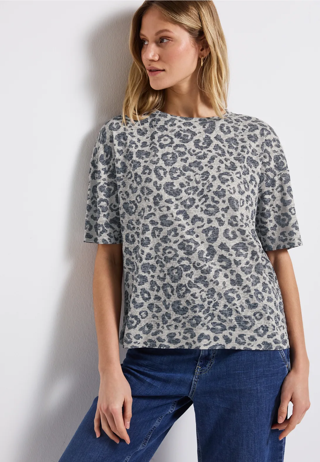 Street One Ausbernner-Shirt mit Muster - Coastal Beige