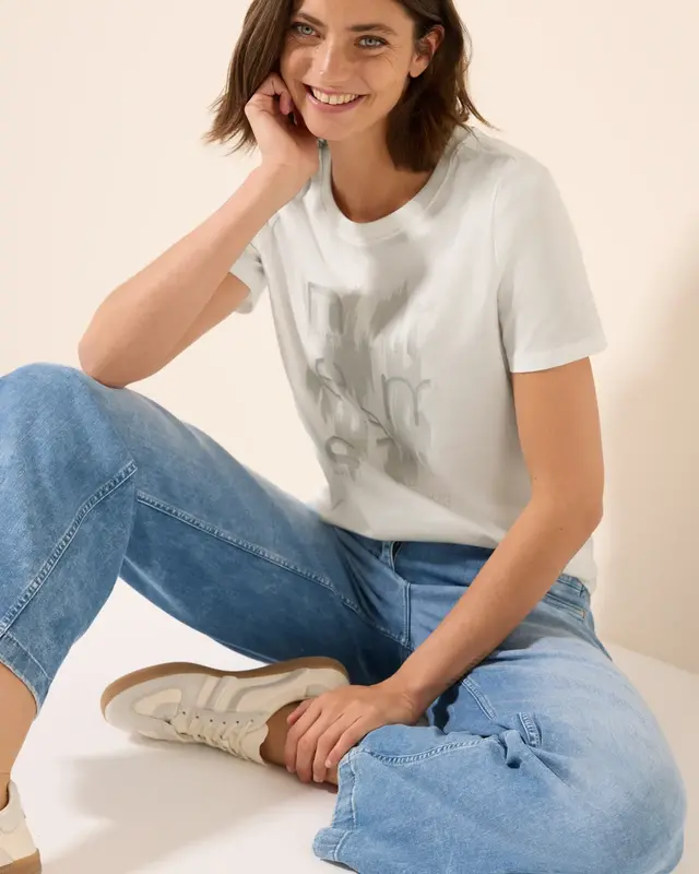 Cecil T-Shirt with Foil Print - Vanilla White