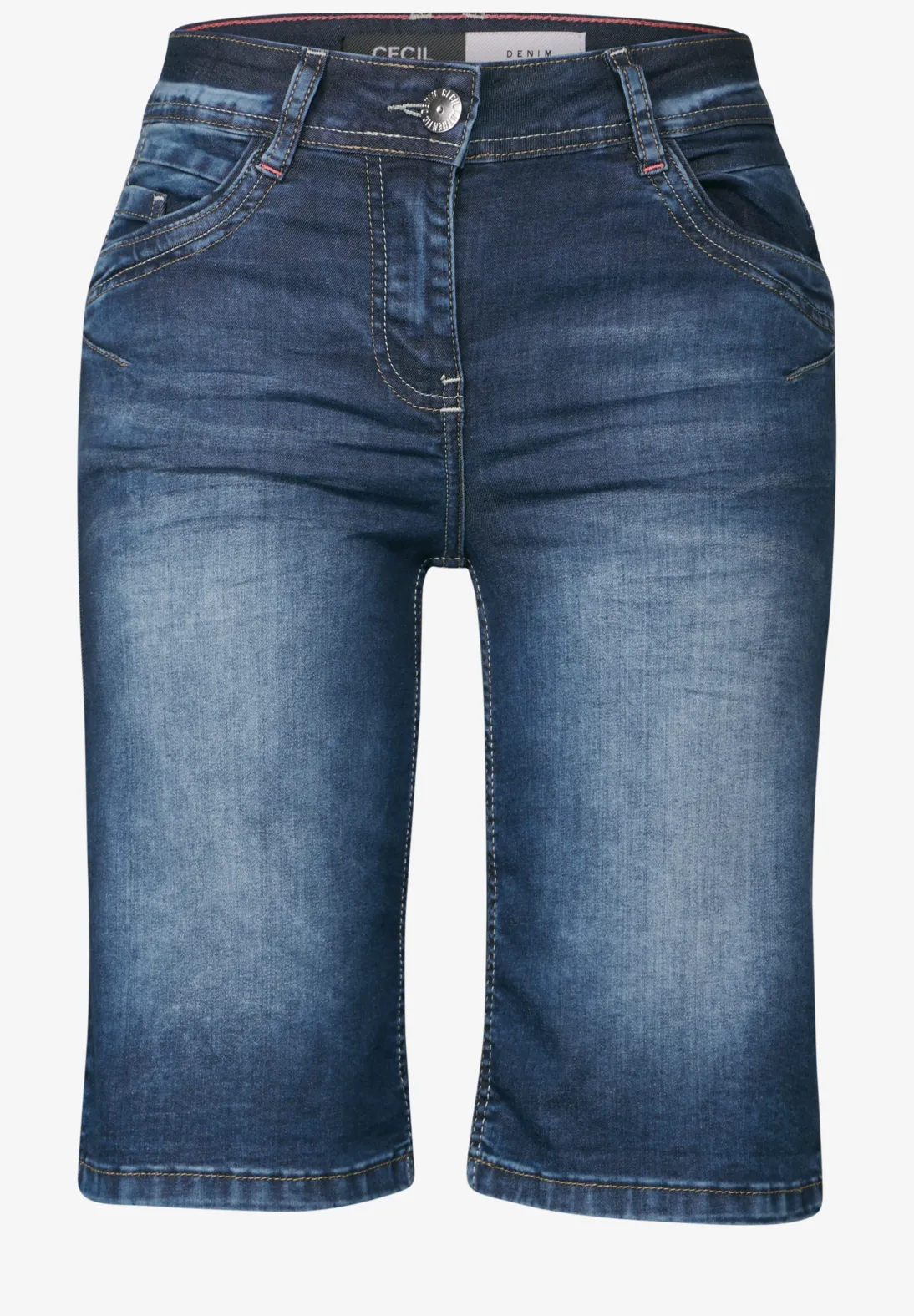 Cecil Denim Short Scarlett - Mid Blue Used Wash