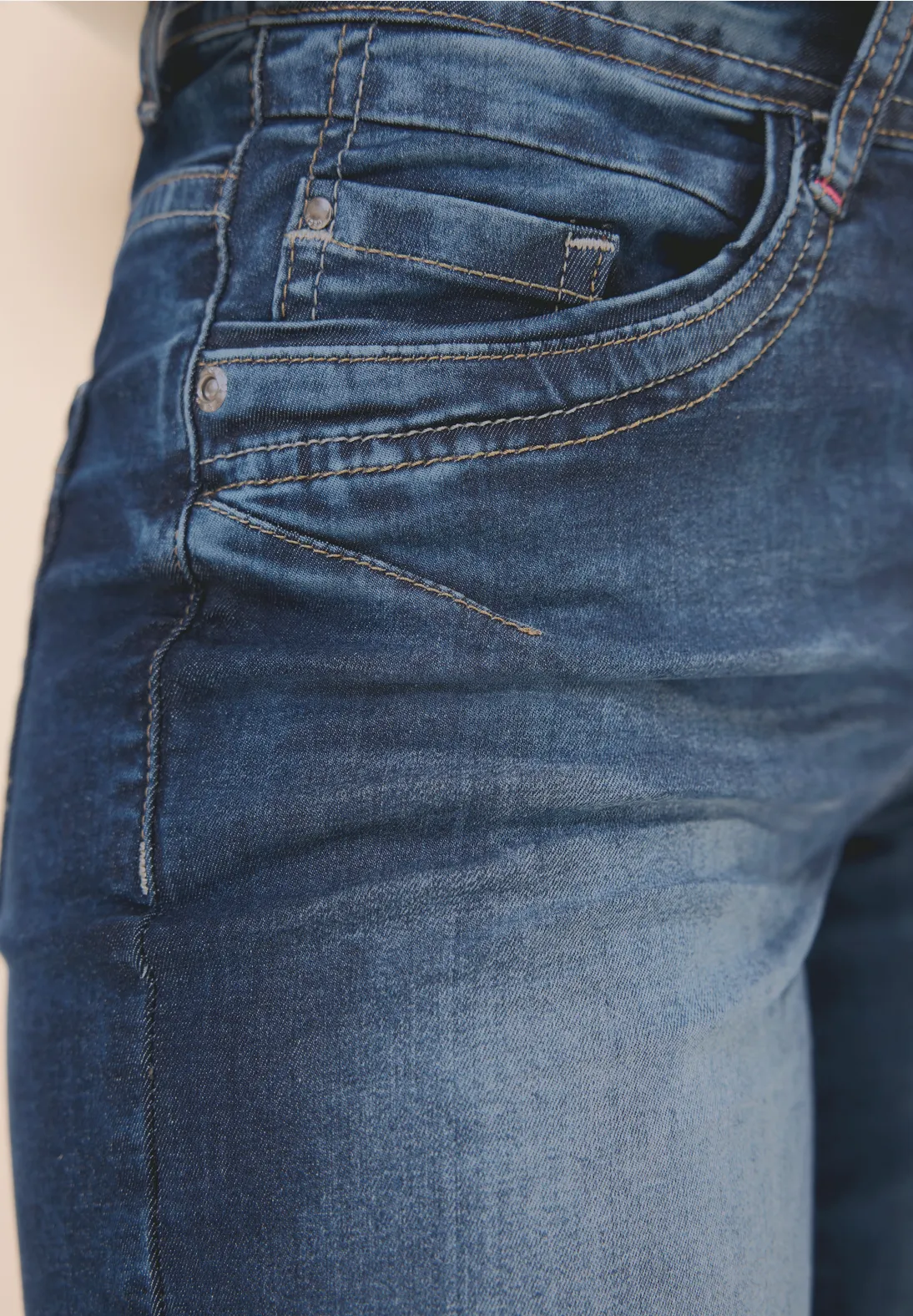 Cecil Denim Short Scarlett - Mid Blue Used Wash