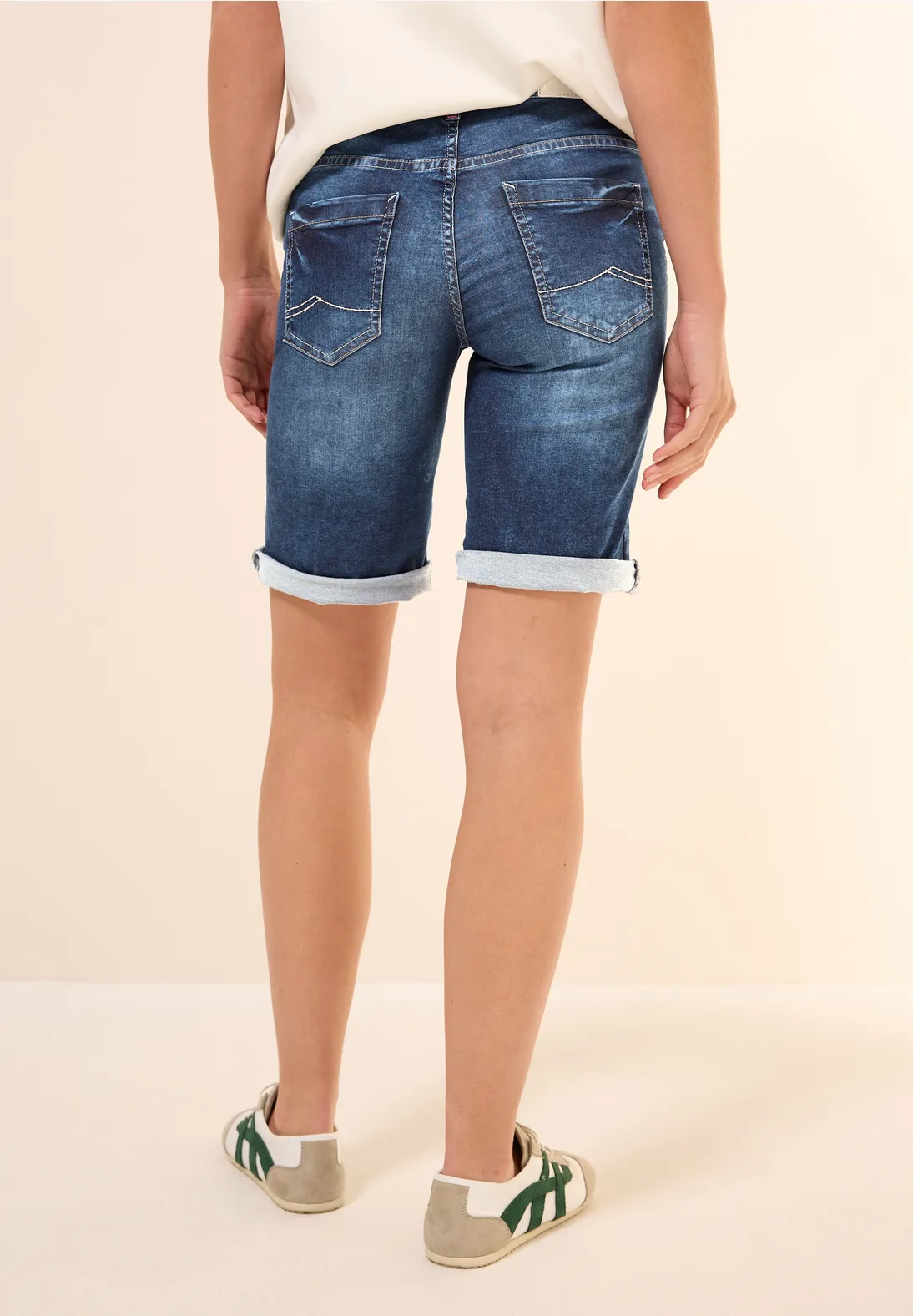 Cecil Denim Short Scarlett - Mid Blue Used Wash