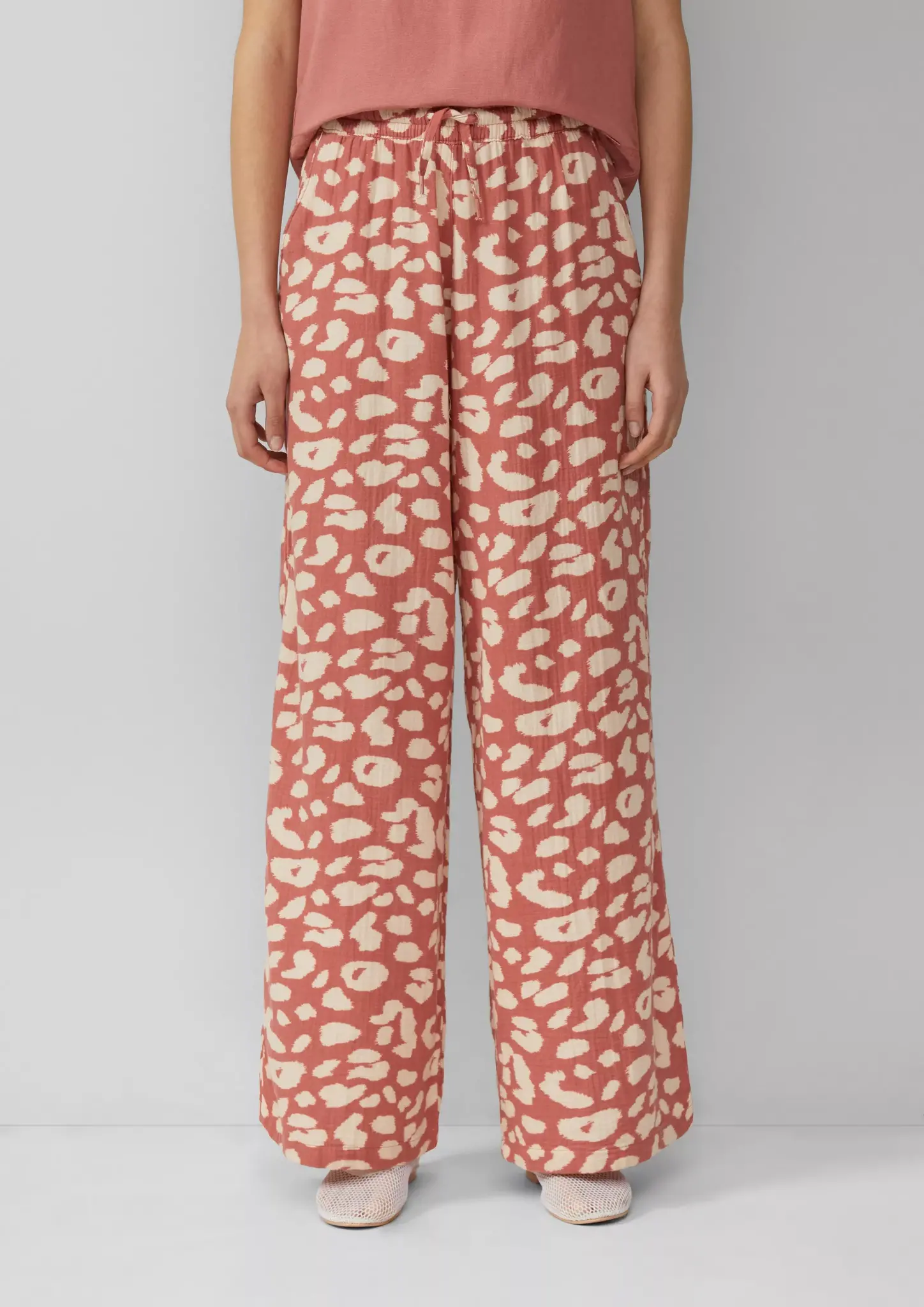 QS by S. Oliver Muslin Wide Leg Hose - Papaya