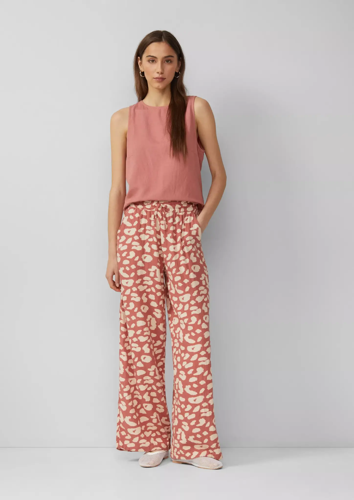 QS by S. Oliver Muslin Wide Leg Hose - Papaya