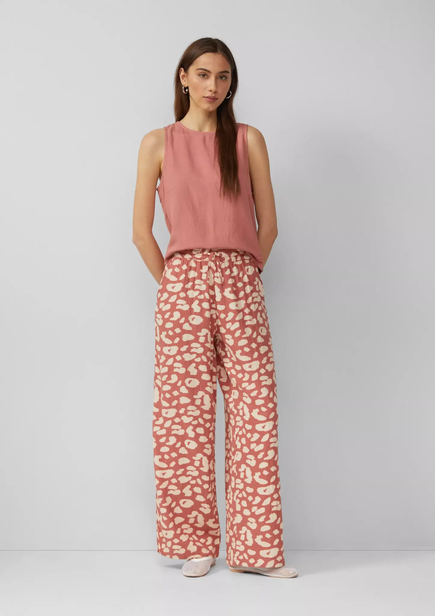 QS by S. Oliver Muslin Wide Leg Hose - Papaya