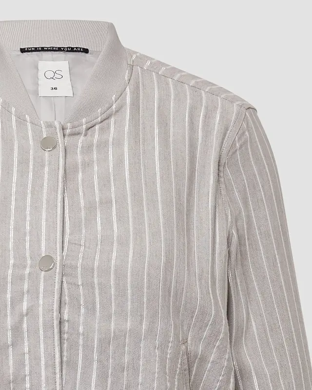 QS by S. Oliver Leinenmix Blouson mit Glitzer Streifen - Dove Grey