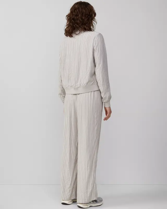 QS by S. Oliver Leinenmix Blouson mit Glitzer Streifen - Dove Grey