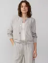 QS by S. Oliver Linnenmix Blouson met Glitter Streep - Dove Grey