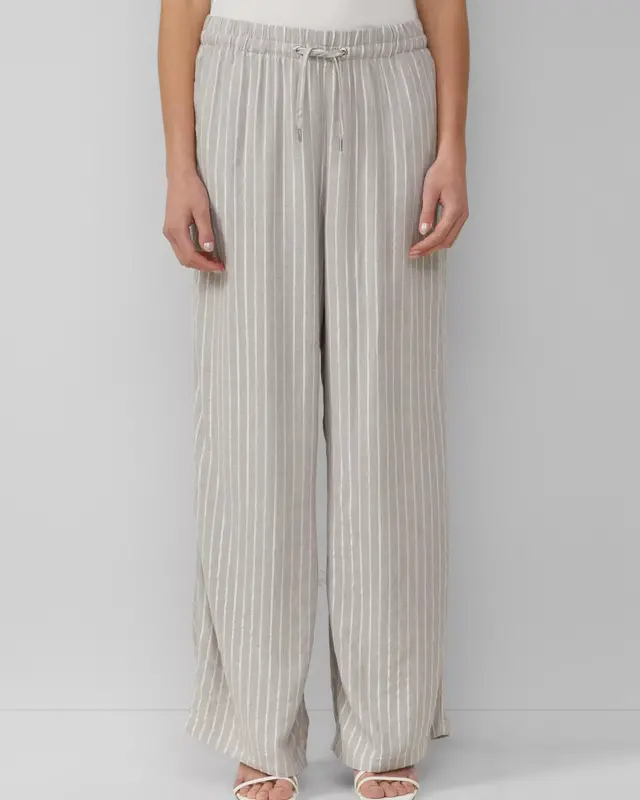 QS by S. Oliver Linen Blend Pants with Glitter Stripe - Dove Grey