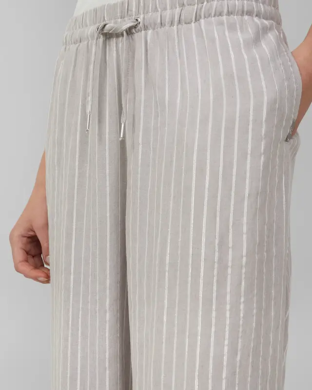 QS by S. Oliver Leinenmix Hose mit Glitzer Streifen - Dove Grey