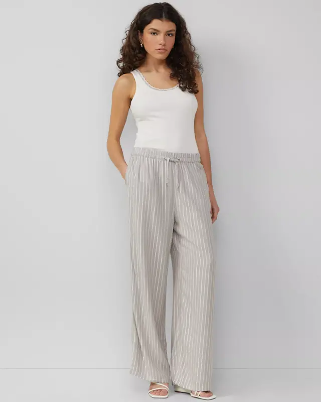 QS by S. Oliver Leinenmix Hose mit Glitzer Streifen - Dove Grey