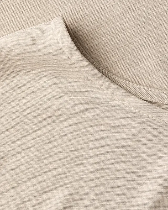 Street One Silk-Look Shirt with Text - Coastal Beige