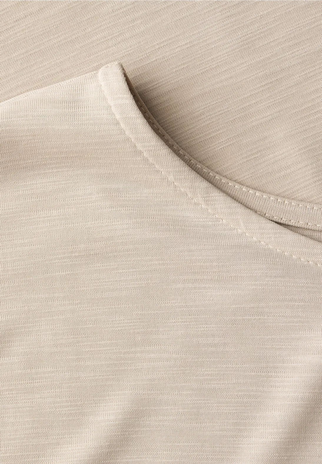 Street One Silk-Look Shirt with Text - Coastal Beige