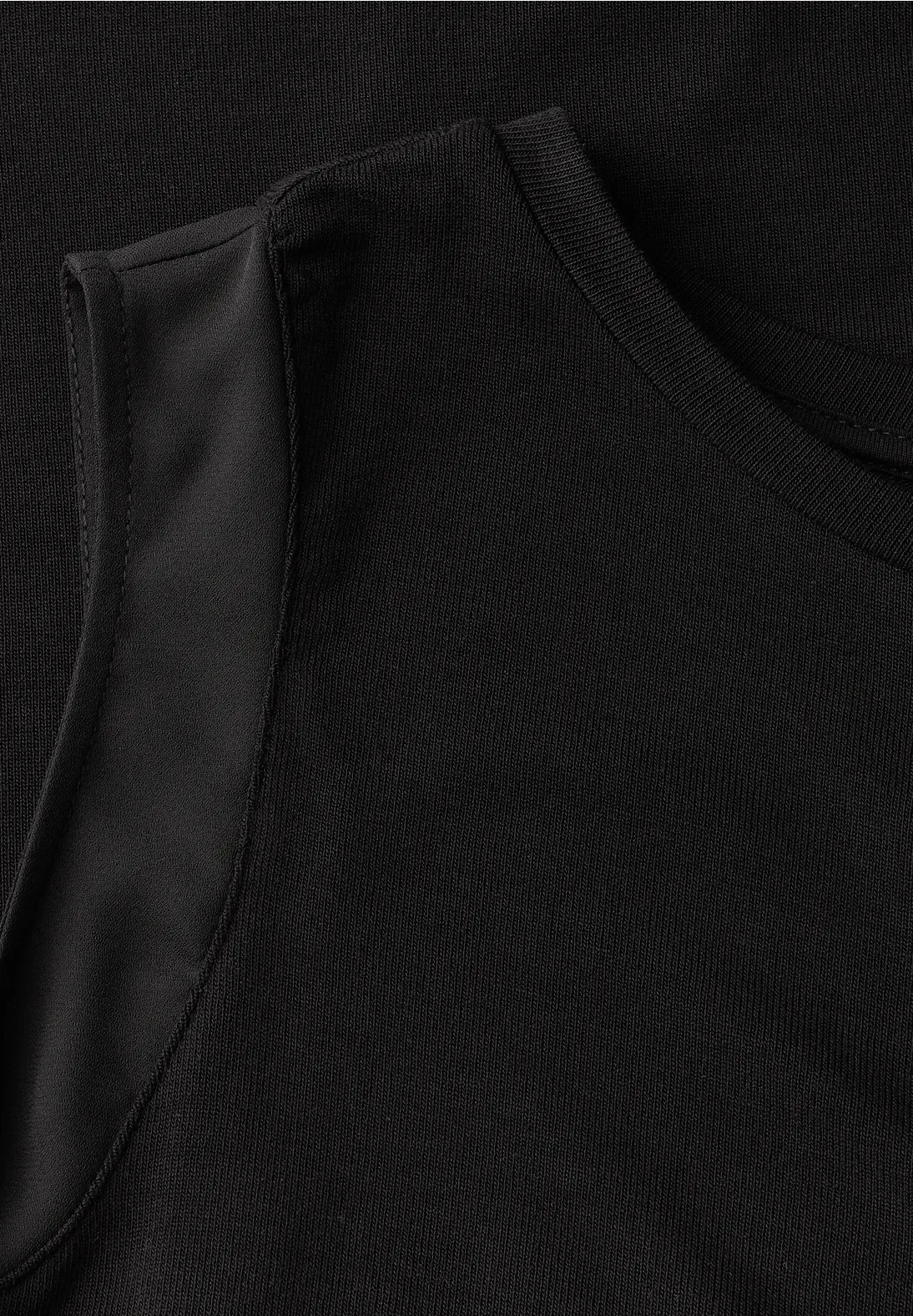 Street One Top mit Chiffondetails - Black