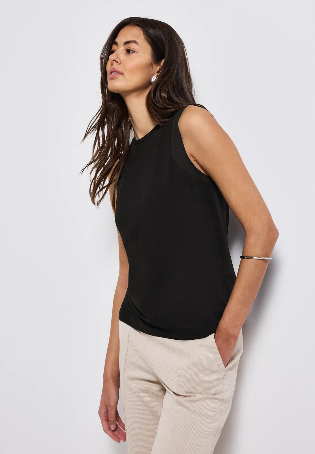 Street One Top mit Chiffondetails - Black