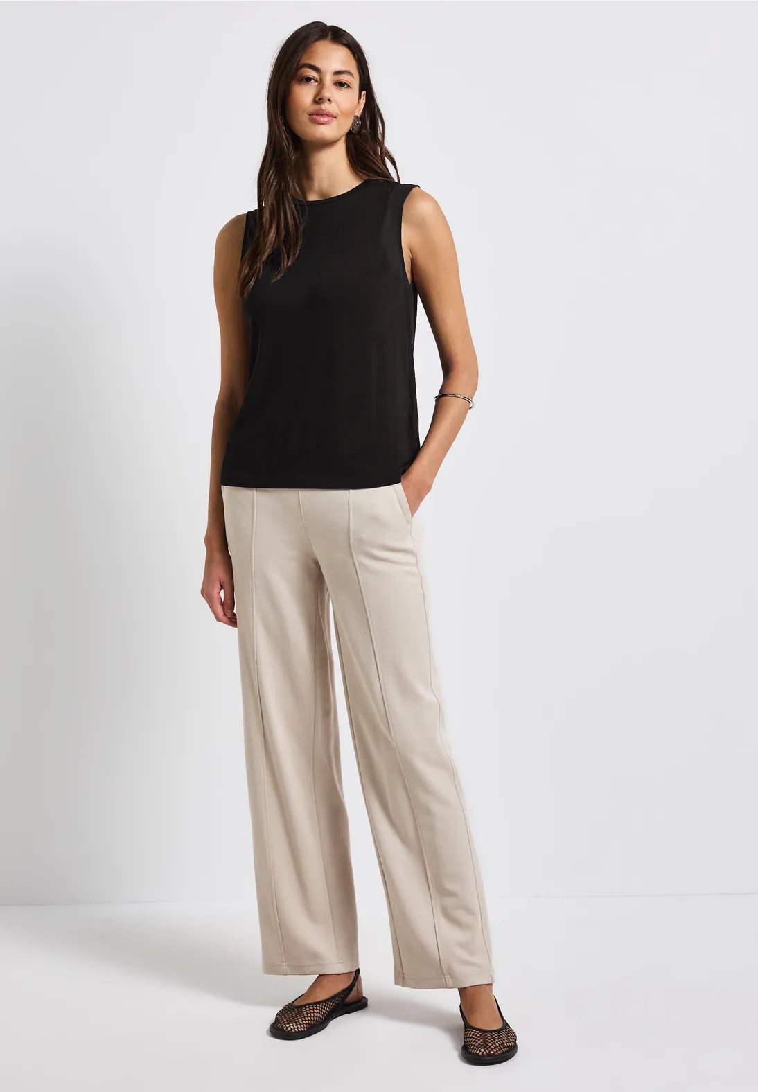 Street One Top mit Chiffondetails - Black