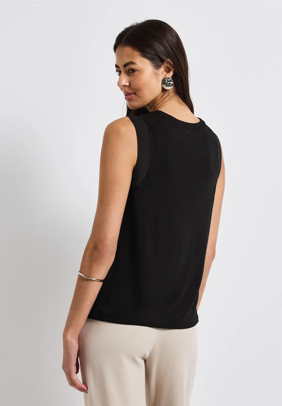 Street One Top mit Chiffondetails - Black