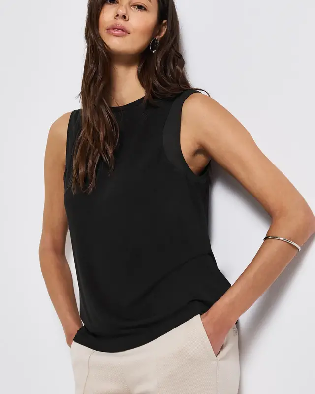 Street One Top met Chiffondetails - Black