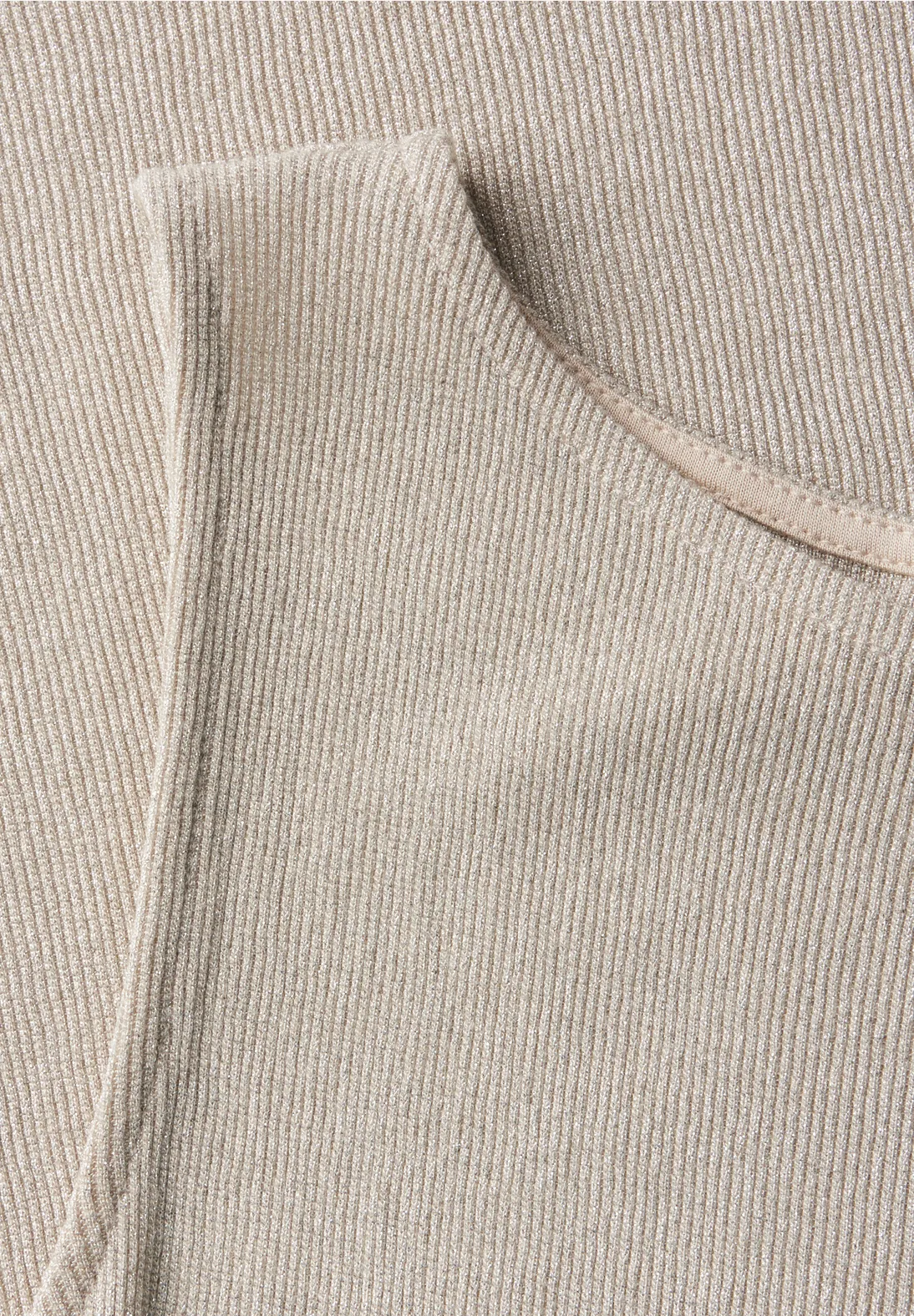 Street One Glitzerndes Rippstruktur-Top - Coastal Beige