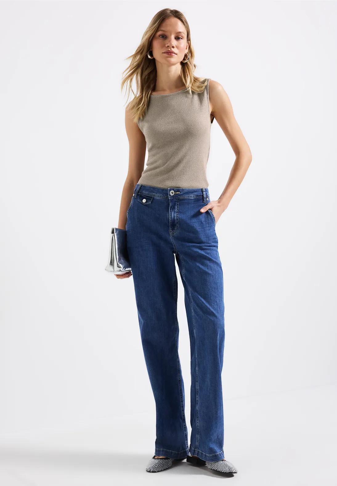 Street One Glinsterende Ribtop - Coastal Beige