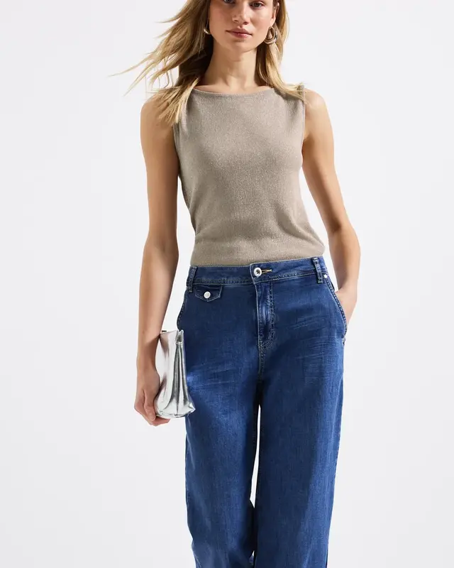 Street One Glinsterende Ribtop - Coastal Beige