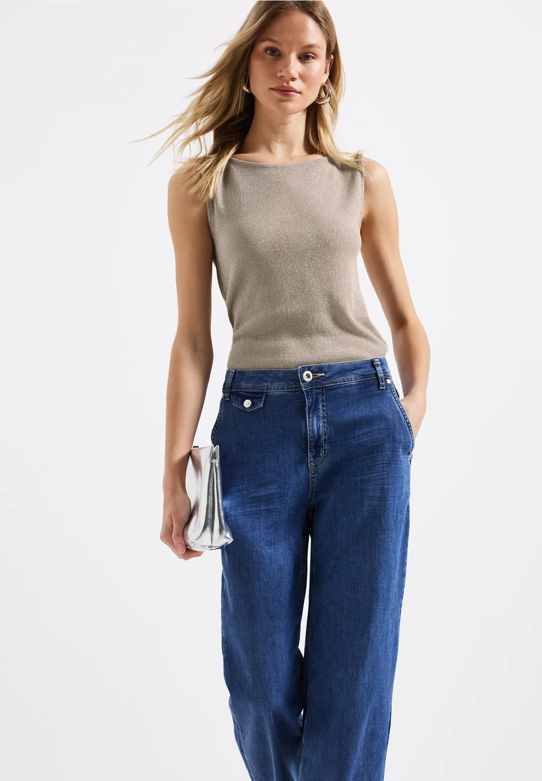 Street One Glinsterende Ribtop - Coastal Beige