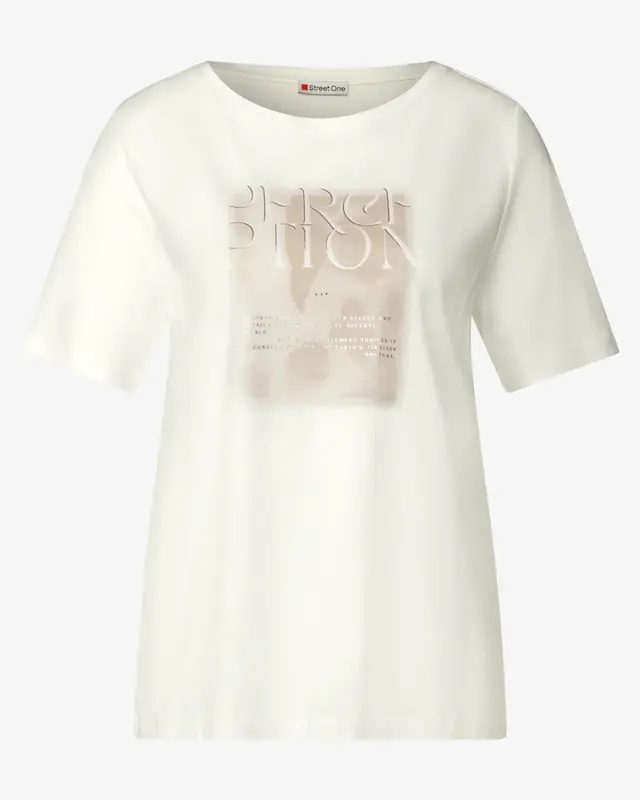 Street One T-Shirt mit Frontprint - Off White