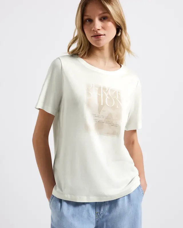 Street One T-Shirt mit Frontprint - Off White