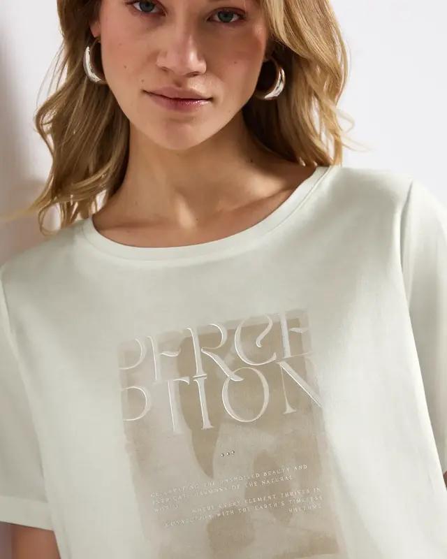 Street One T-Shirt mit Frontprint - Off White