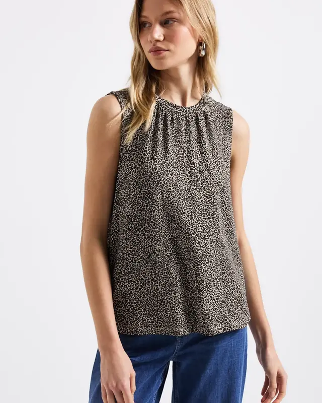 Street One Top met Leopatroon - Cotton Cream