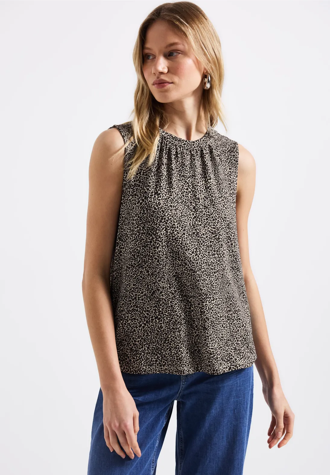 Street One Top with Leo Print - Cotton Cream