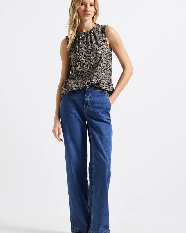 Street One Top mit Leo-Muster - Cotton Cream