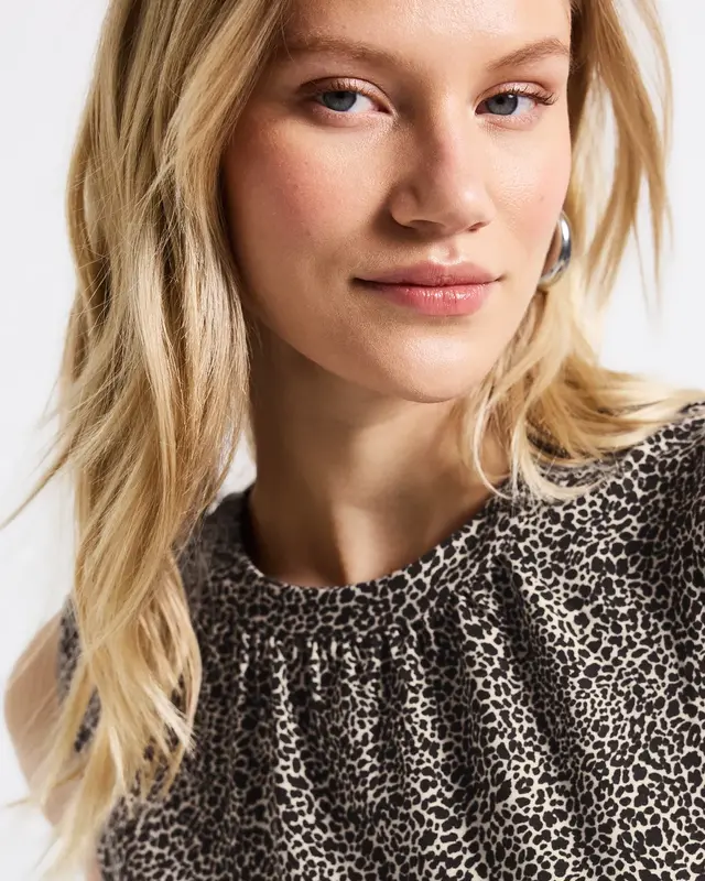 Street One Top mit Leo-Muster - Cotton Cream