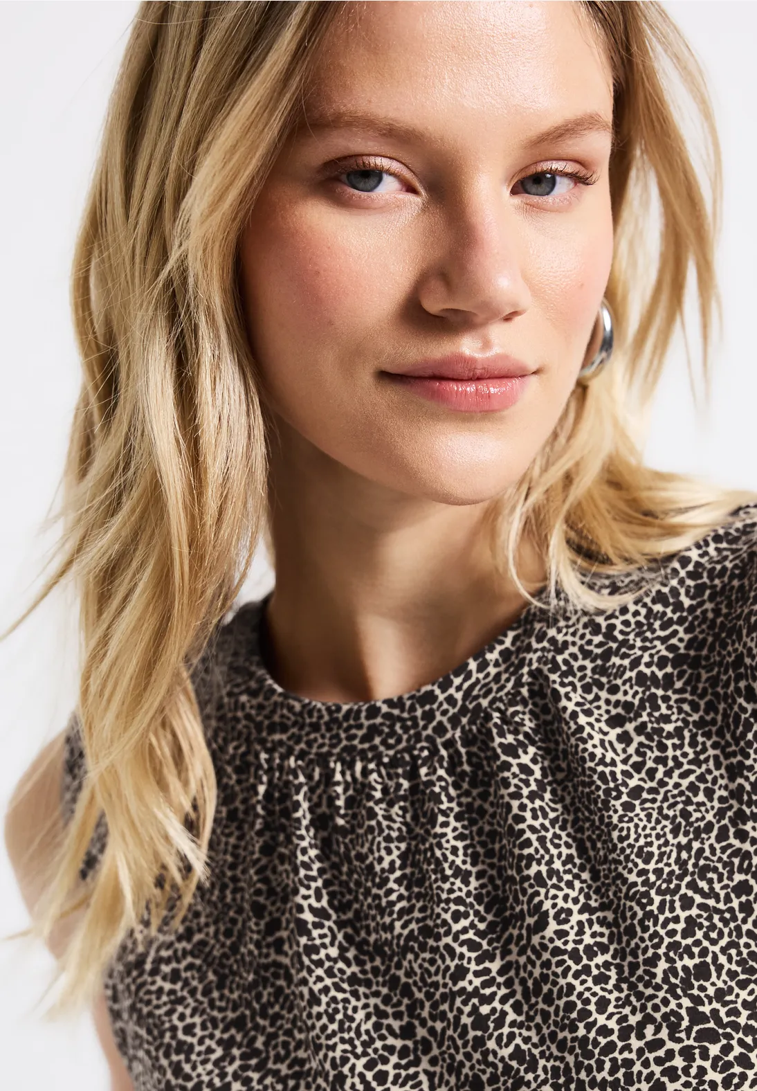 Street One Top with Leo Print - Cotton Cream