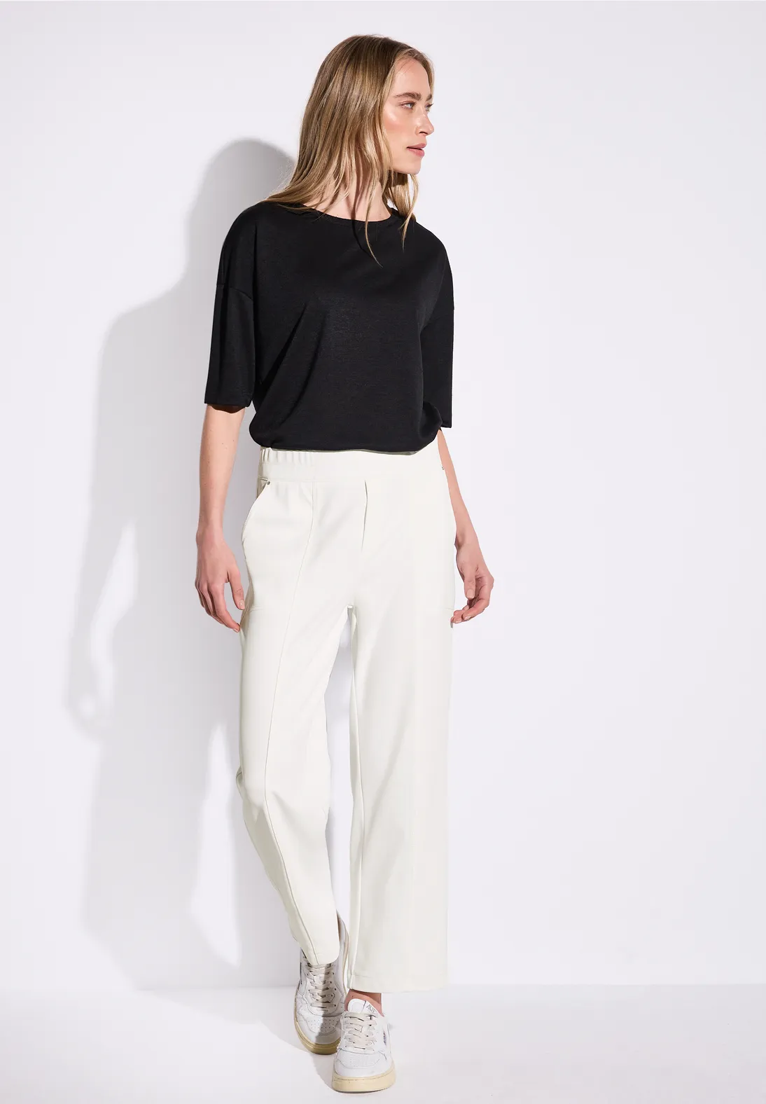 Street One Twill Broek met Rechte Pijpen - Off White