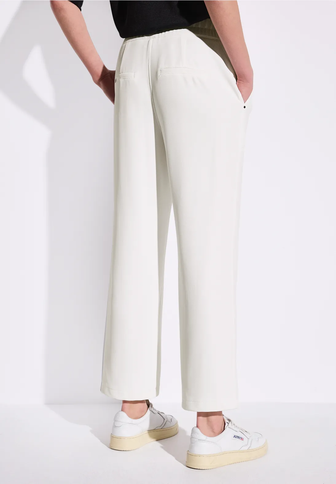 Street One Straight Leg Twill Pants - Off White