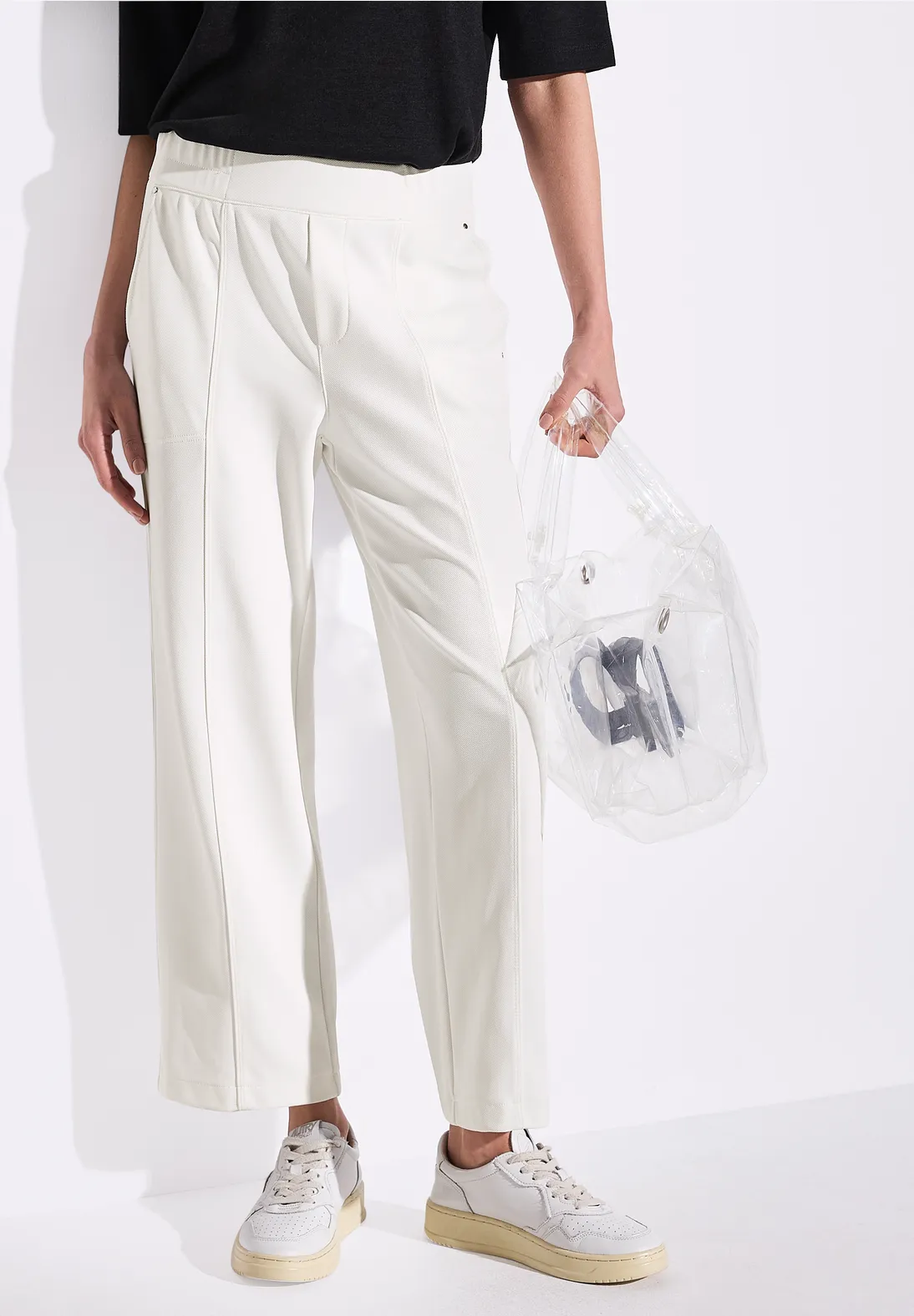 Street One Twill Broek met Rechte Pijpen - Off White
