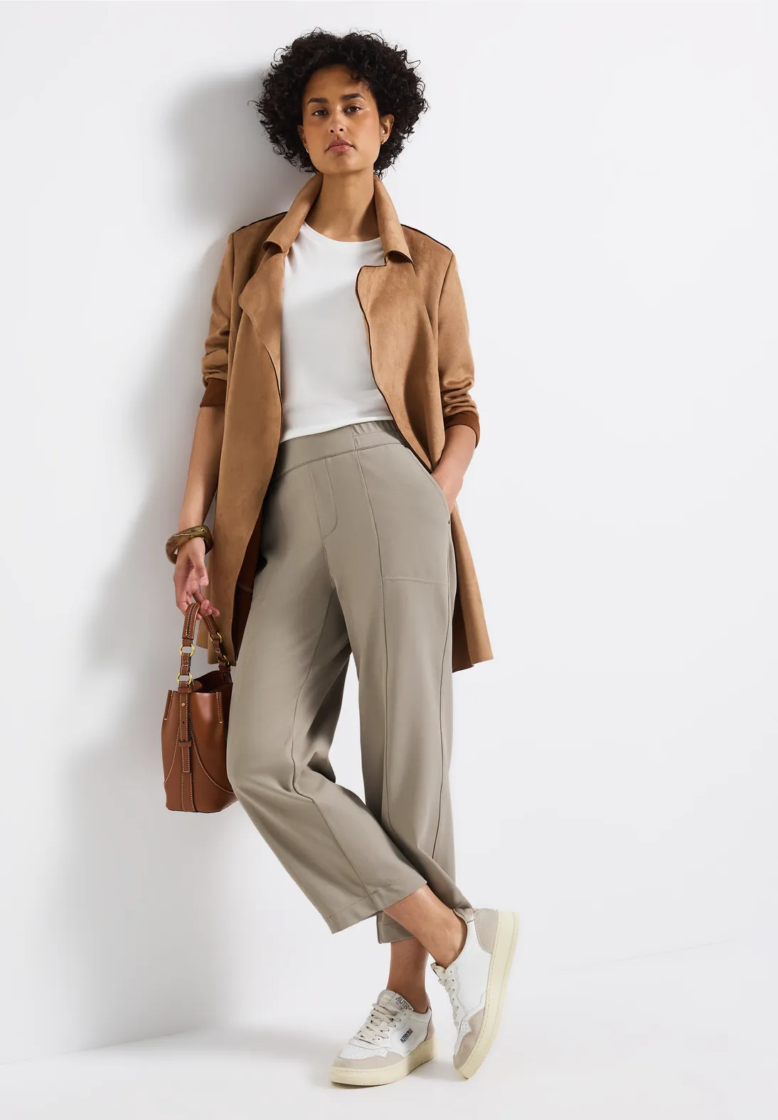 Street One Twill Broek met Rechte Pijpen - Buff Grey