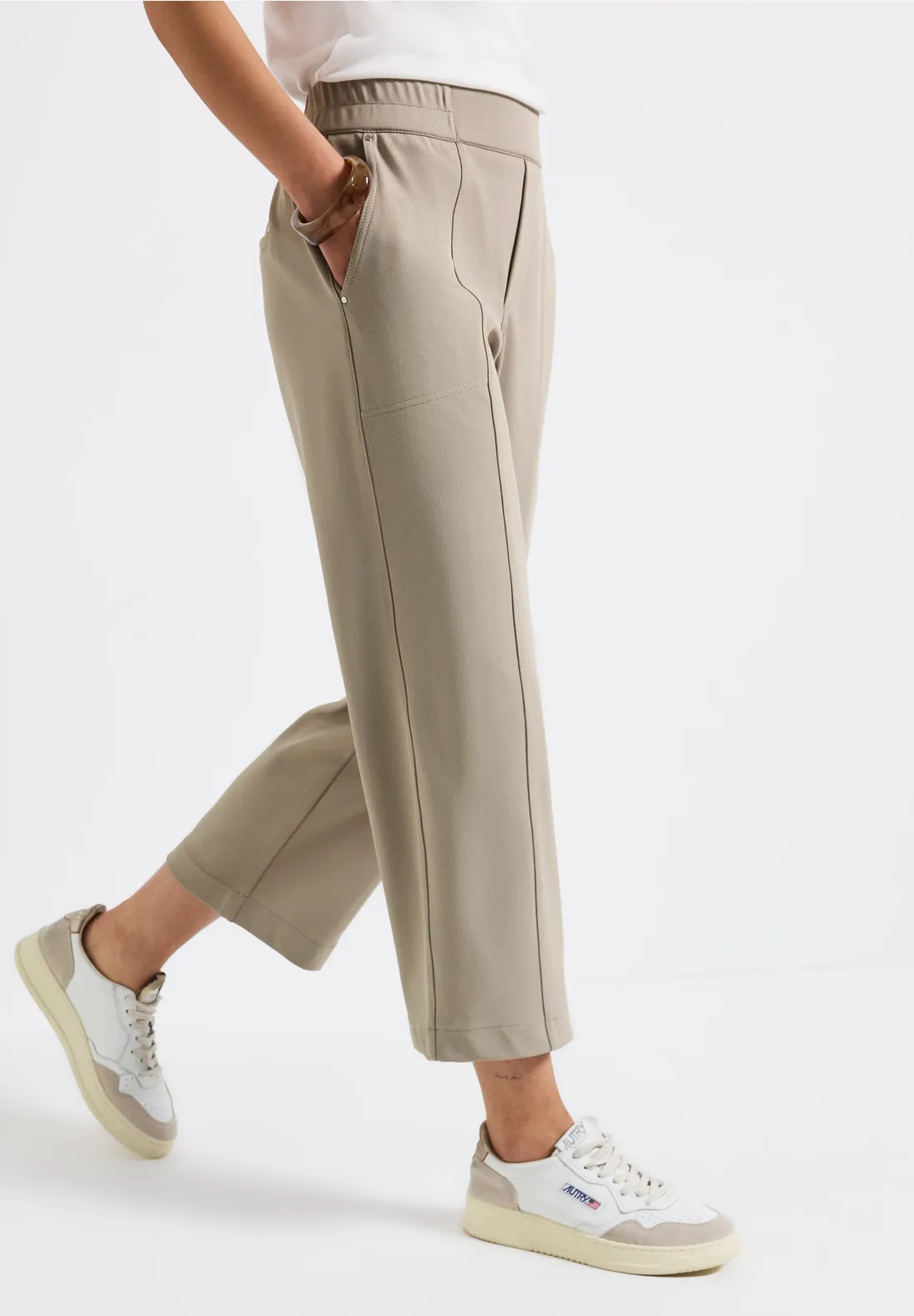 Street One Straight Leg Twill-Hose - Buff Grey