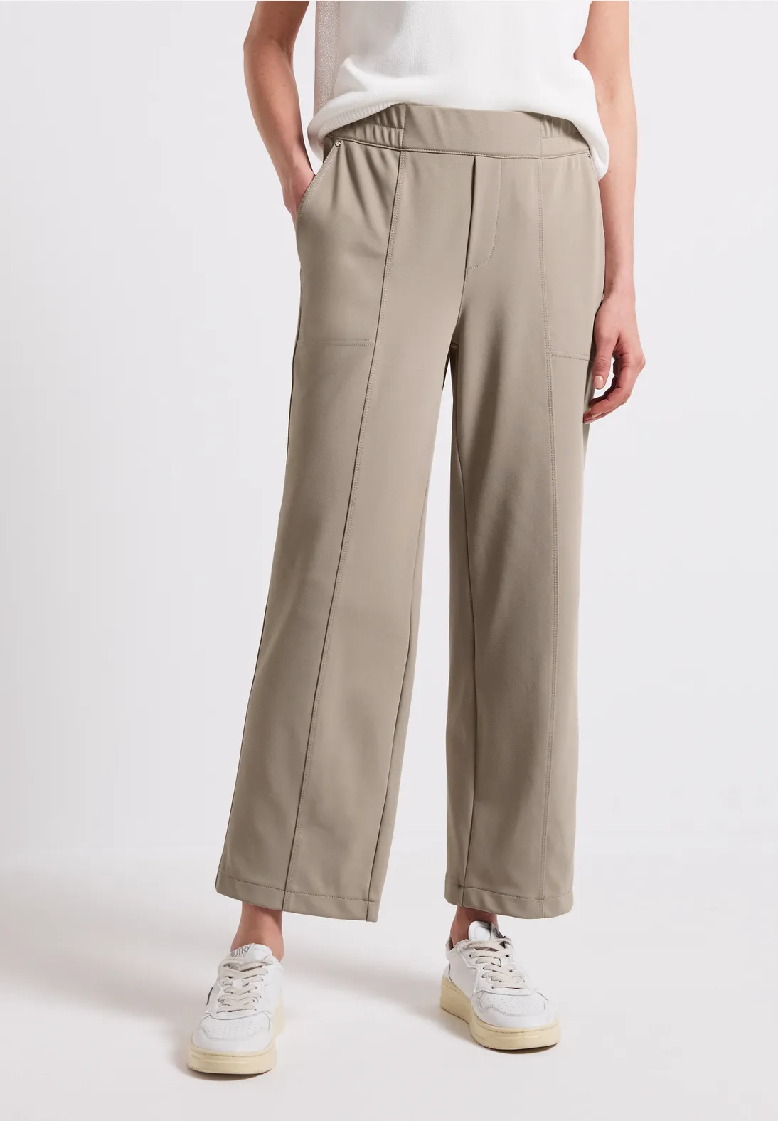 Street One Straight Leg Twill-Hose - Buff Grey
