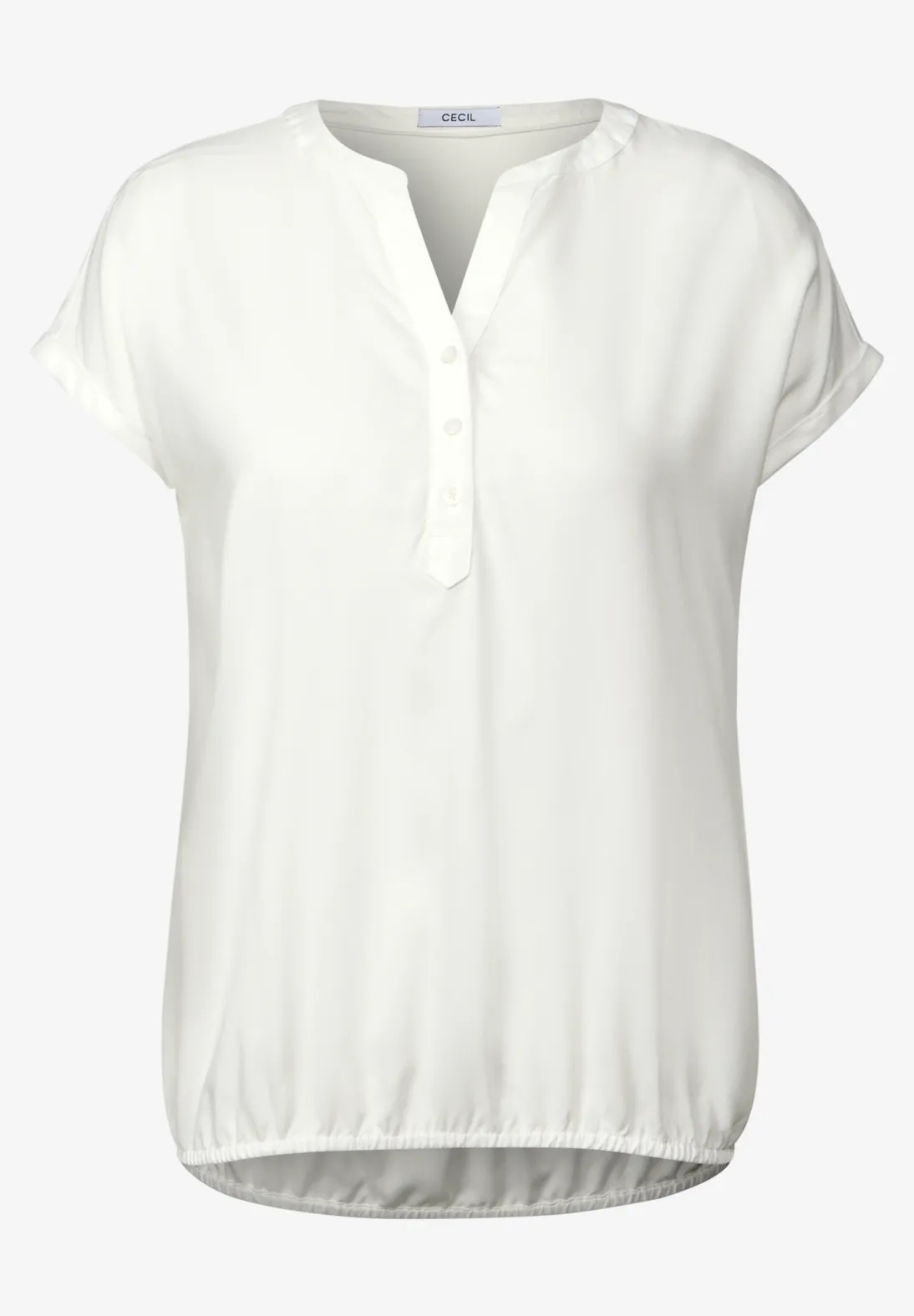 Cecil Kurzarmbluse in Unifarbe - Vanilla White