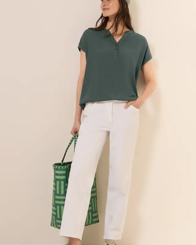 Cecil Kurzarmbluse in Unifarbe - Dark Balmy Khaki