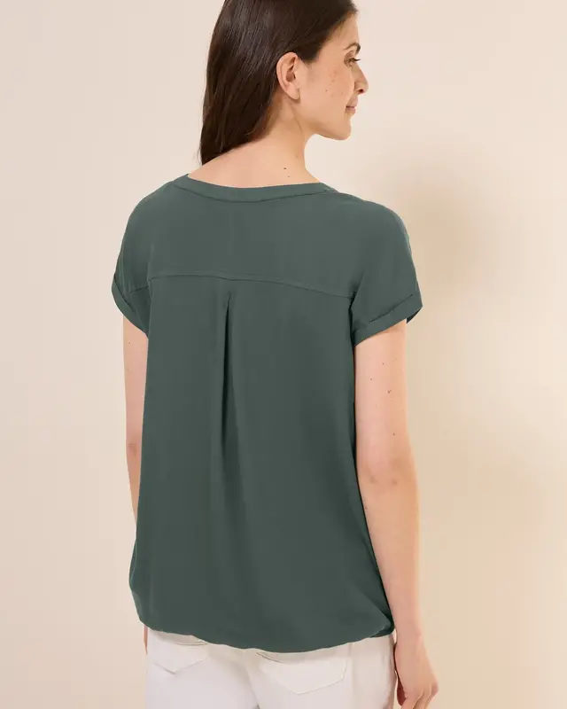 Cecil Effen Blouse Korte Mouw - Dark Balmy Khaki