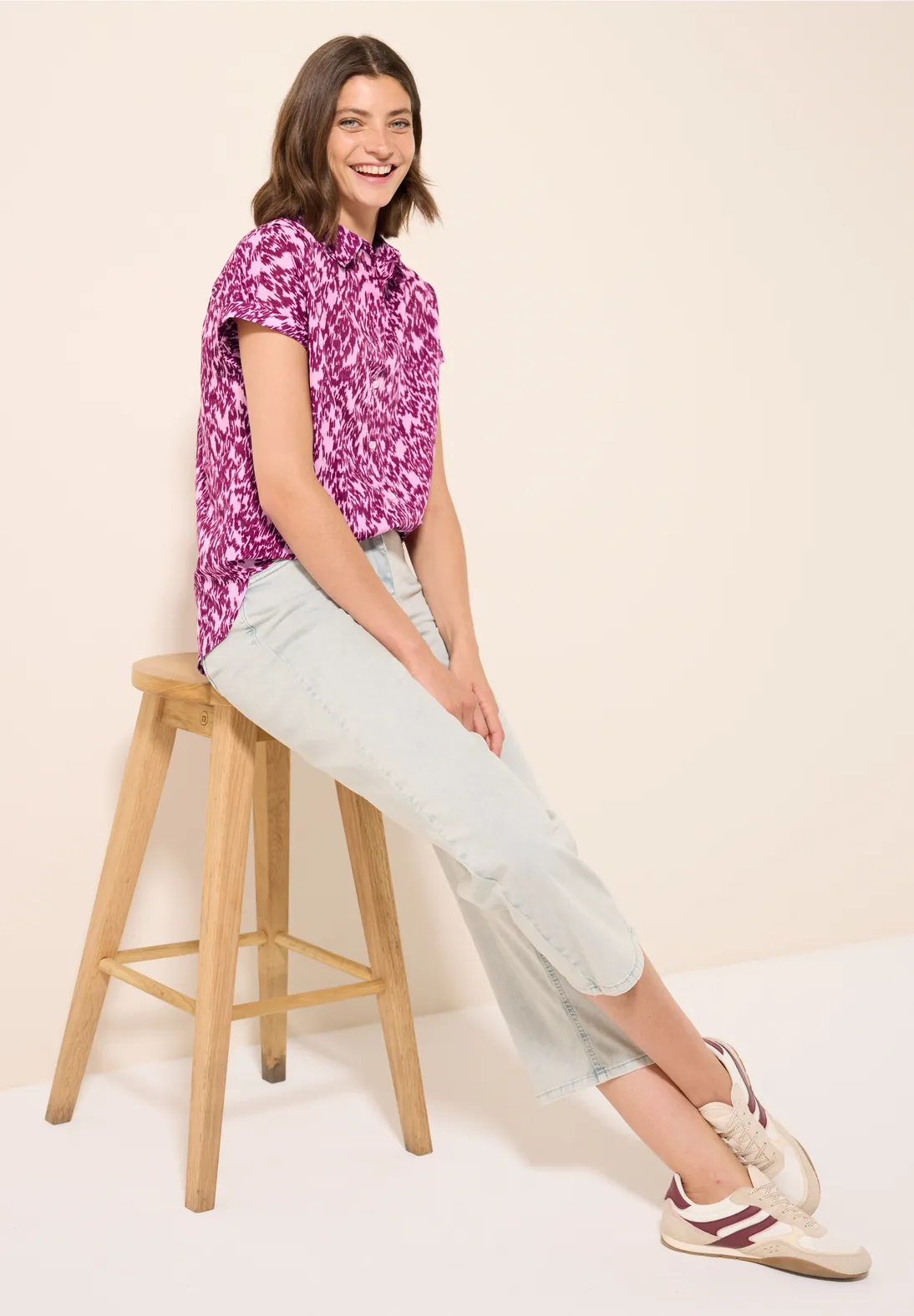 Cecil Blouse met Minimal Print - Cherry Blossom Pink