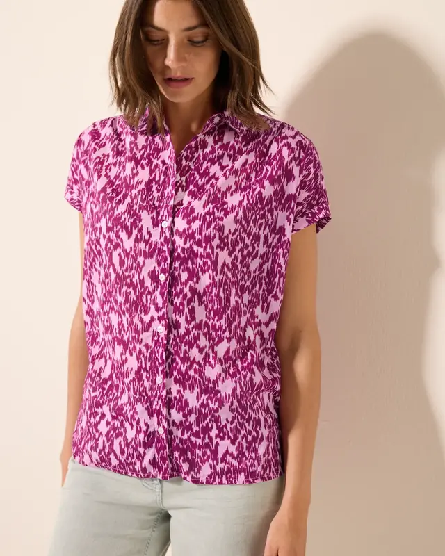 Cecil Bluse mit Minimal Print - Cherry Blossom Pink