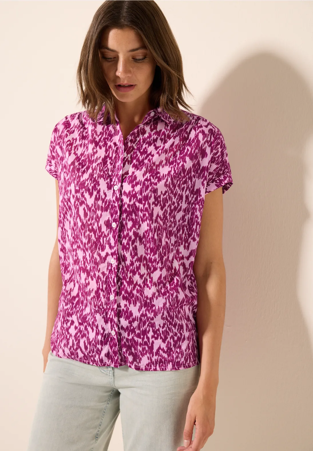 Cecil Blouse met Minimal Print - Cherry Blossom Pink